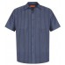 Red Kap Long Size  Short Sleeve Striped Industrial Work Shirt. CS20LONG