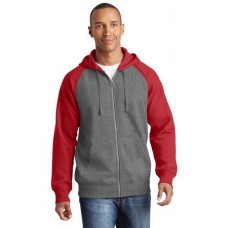 Sport-Tek® Raglan Colorblock Full-Zip Hooded Fleece Jacket.  ST269